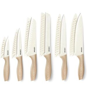 CAROTE | Knife set with Blade Guards | 12 Pcs White